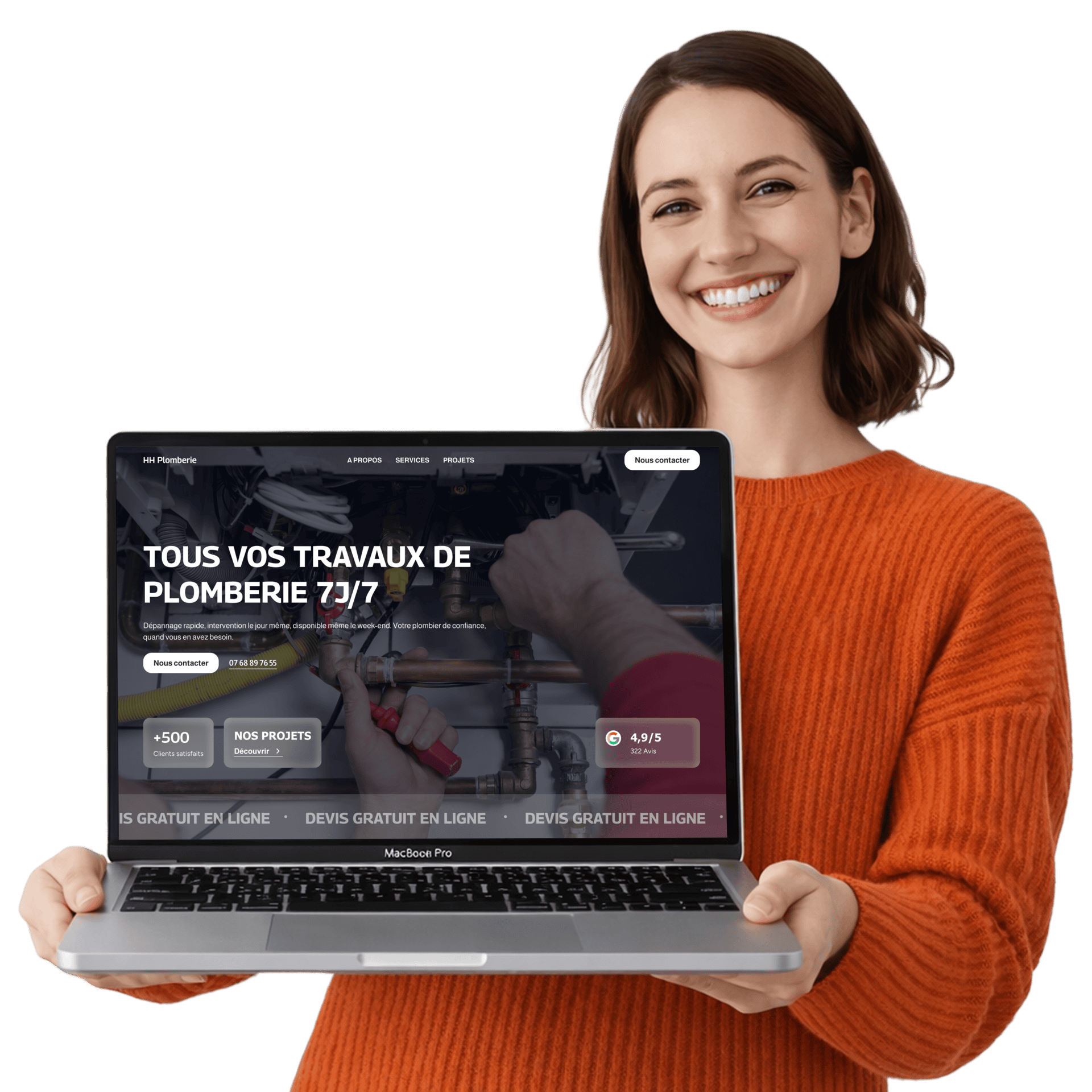 Site plombier professionnel livré par Webiteasy